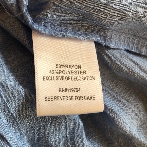 Beautiful Plus Size One World Light Blue Blouse - Picture 5 of 7